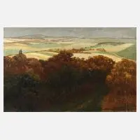 Alfred Weczerzick, "Thüringer Landschaft", Öl über Bleistiftvorzeichnung auf Leinwand und Keilrahmen