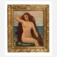 Josef Ženíšek, Mädchenakt am Meer, Öl auf Malplatte