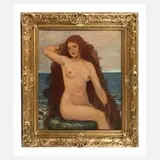 Josef Ženíšek, Mädchenakt am Meer, Öl auf Malplatte