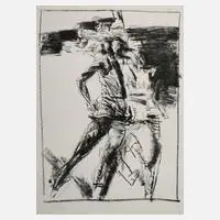 Peter Schnürpel, Sportler, Lithographie auf leichtem Karton