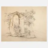 Eduard Agricola, Brunnen in Italien, Aquarellfarben auf Papier