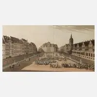 Robert Bowyer, Parade auf dem Marktplatz in Leipzig, 1816, Aquatinta