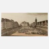 Robert Bowyer, Parade auf dem Marktplatz in Leipzig, 1816, Aquatinta