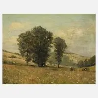 Ernst Frommhold, hügelige Sommerlandschaft, Öl auf Sperrholz
