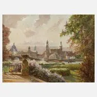 Rudolf Poeschmann, "Dresden vom Palasgarten", 1924, Öl auf Leinwand