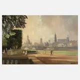 Alfred Winkler, Ansicht von Dresden, Öl auf Karton