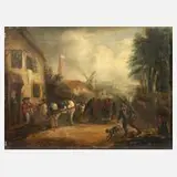 Thomas Barker, Auf der Dorfstraße, Öl auf Leinwand