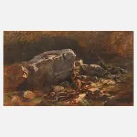 Anton Hansch, Felsstudie, Öl auf Leinwand und auf Leinwand kaschiert