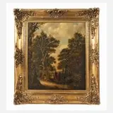 Jacob Hofstra, Landschaft mit Reitern, Öl auf parkettierter Holzplatte