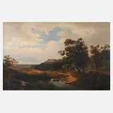 Joseph Hülser, Romantische Flusslandschaft, Öl auf Leinwand