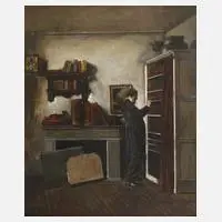 Hermann Graf, Der Bücherfreund, Öl auf Hartfaserplatte