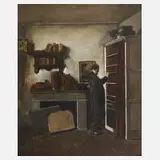 Hermann Graf, Der Bücherfreund, Öl auf Hartfaserplatte