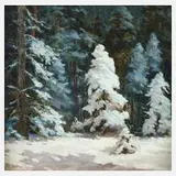 A. Liauclans, Winterwald, Öl auf Karton
