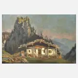 Franz Markau, Gründler Alm in Tirol, Öl auf Sperrholz