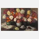 K. Mettner, Blumenstillleben, Öl auf Leinwand
