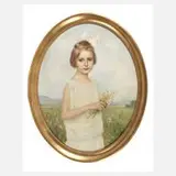 E. Mock, Mädchen auf Sommerwiese, 1924, Öl auf Leinwand