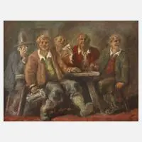 Leo von Welden, Kneipenrunde, Öl auf Malplatte