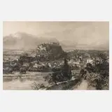 Theodor Alphons, Blick auf Salzburg, Radierung auf Karton