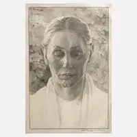 Portrait Frau Seng by Carl Ludwig Noah Bantzer, 1915, Kreidelithographie, offered Mar 2026