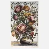 Ernst Fuchs, "Flamboyanter Blumenstrauß", aquarellierte