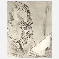 Fritz Schaefler, "Heinrich Wölfflin", Radierung mit ausgeprägtem Plattenton auf Velin