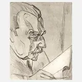 Fritz Schaefler, "Heinrich Wölfflin", Radierung mit ausgeprägtem Plattenton auf Velin
