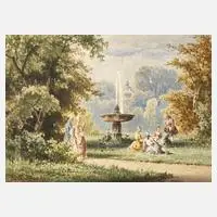 Anton Doll, Galante Gesellschaft im Park, Aquarell