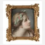 Ribbe, Mädchen mit Lorbeerkranz, Pastell auf Papier
