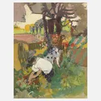 Pierre Grisot, Bei der Ernte, Mischtechnik