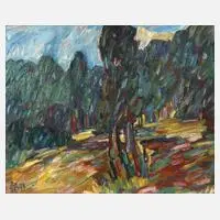 Fredo Bley, Herbstwald, Öl auf Hartfaserplatte