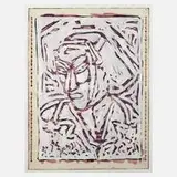 Wolfgang Smy, Abstraktes Frauenportrait, Mischtechnik auf Papier