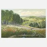 A. Balsam, Sommerlandschaft mit Kirche, Öl auf Leinwand
