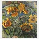 Fritz Dehn, Sonnenblumen, 1947, Öl auf Leinwand
