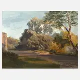 Josef Haunstetter, "Englischer Garten", 1934, Öl auf Malpappe