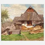 Adolf Körber, Sommerlicher Bauernhof, Öl auf Leinwand