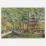 Bert  Mallad, "Chinesischer Turm München", 1913, Öl auf Leinwand