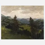 Lothar Rudolf Meilinger, "Blick vom Wendelstein ...", 1925, Öl auf gesperrter Holzplatte
