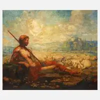John William Orth, Schweinehirte vor Dachau, Ölgemälde