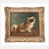 Ferdinand Schebek, Pekinese, Öl auf Leinwand