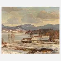 Alfons Tröndle, Winter im Vorgebirge, Öl auf Hartfaserplatte