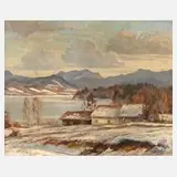 Alfons Tröndle, Winter im Vorgebirge, Öl auf Hartfaserplatte