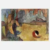 Arnold Fritz, Wüstenansicht, Öl auf Karton