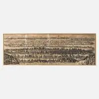 Caspar Merian, Einzug zur Wahl Kaiser Leopolds I., Kupferstich auf Papier in zwei Teilen mit üblichen Faltungen