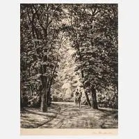 Otto Quante, Parkweg mit Reiter, Radierung