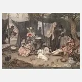 W. Noack, Hinter den Kulissen, Aquarell auf Papier