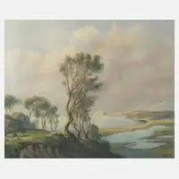 Herbert Rolf Schlegel, Weite Küstenlandschaft, Pastell auf Papier