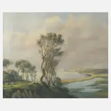 Herbert Rolf Schlegel, Weite Küstenlandschaft, Pastell auf Papier
