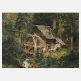 Leopold Rothaug, Einsame Schneidemühle, Aquarell mit partieller Weißhöhung