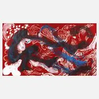 Antonius Hoeckelmann, Abstraktion, Linolschnitt in Rot
