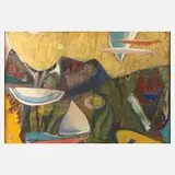 Siegmund Lympasik, "Isola del Giglio", Collage auf Karton